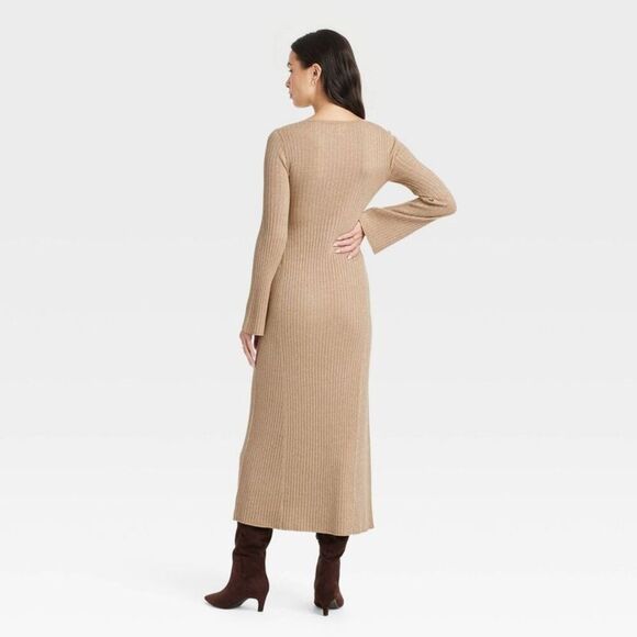 Open Box - A New Day - Women's Long Sleeve Maxi Sweater Dress - A New Day Gold - Picture 2 of 3